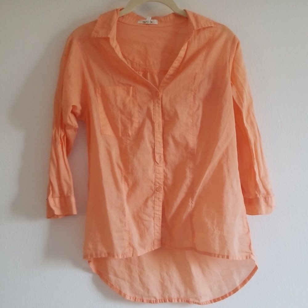 Orange button down